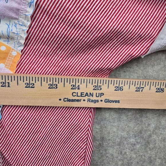 Red & White Patchwork Striped Loose Cotton Blend Top Size L - Picture 6 of 6